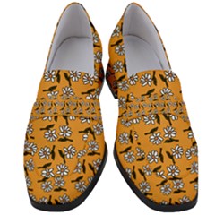 Daisy Orange Women s Chunky Heel Loafers by snowwhitegirl