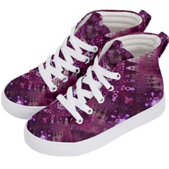 Pink Fractal Lace Kids  Hi-top Skate Sneakers by KirstenStar