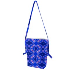 Seamless Fractal Blue Wallpaper Folding Shoulder Bag by Pakrebo