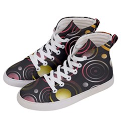 Circles Yellow Space Men s Hi-top Skate Sneakers