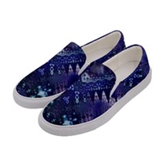 Blue Fractal Lace Tie Dye Women s Canvas Slip Ons by KirstenStar