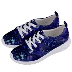 Blue Fractal Lace Tie Dye Women s Lightweight Sports Shoes by KirstenStar