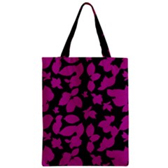 Dark Botanical Motif Print Pattern Zipper Classic Tote Bag