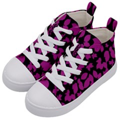 Dark Botanical Motif Print Pattern Kids  Mid-top Canvas Sneakers