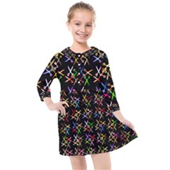 Scissors Pattern Colorful Prismatic Kids  Quarter Sleeve Shirt Dress