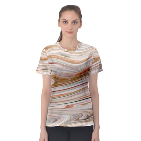 Brown And Yellow Abstract Painting Women s Sport Mesh Tee by Pakrebo