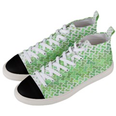 Green Pattern Curved Puzzle Men s Mid-top Canvas Sneakers