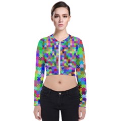 Jigsaw Puzzle Background Chromatic Long Sleeve Zip Up Bomber Jacket