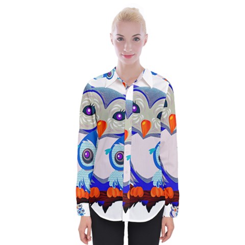 Owl Mother Owl Baby Owl Nature Womens Long Sleeve Shirt by Sudhe
