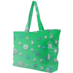 Snowflakes Winter Christmas Green Simple Shoulder Bag by HermanTelo