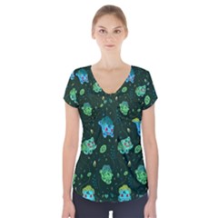 Grass Love Short Sleeve Front Detail Top by Mezalola