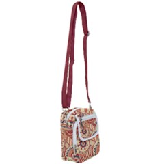 Pop Art Paisley Flowers Ornaments Multicolored 4 Background Solid Dark Red Shoulder Strap Belt Bag by EDDArt