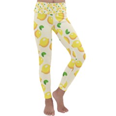 Fruits Template Lemons Yellow Kids  Lightweight Velour Classic Yoga Leggings by Pakrebo