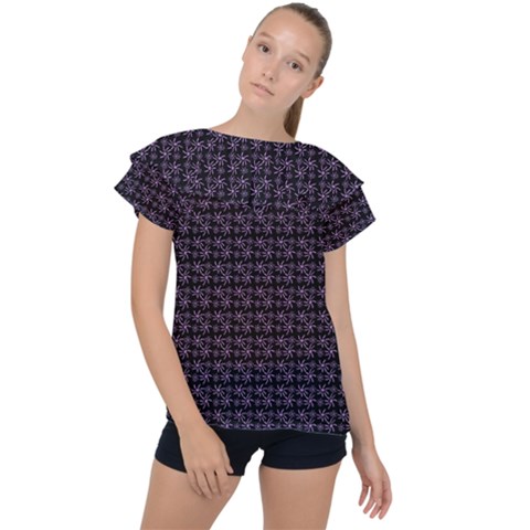 Lilac Firecracker Heart Pattern Ruffle Collar Chiffon Blouse by snowwhitegirl