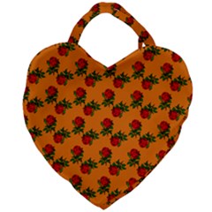 Red Roses Orange Giant Heart Shaped Tote by snowwhitegirl