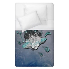 Sport, Surfboard With Flowers And Fish Duvet Cover (single Size) by FantasyWorld7