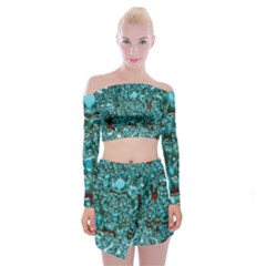 Background Organic Pattern Alie Off Shoulder Top With Mini Skirt Set