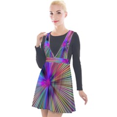 Rays Colorful Laser Ray Light Plunge Pinafore Velour Dress by Bajindul