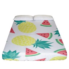 Vector Seamless Pattern With Pineapples Fitted Sheet (king Size) by Vaneshart