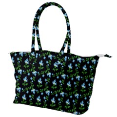 Carnation Pattern Black Canvas Shoulder Bag by snowwhitegirl