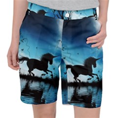 Wonderful Unicorn Silhouette In The Night Pocket Shorts by FantasyWorld7