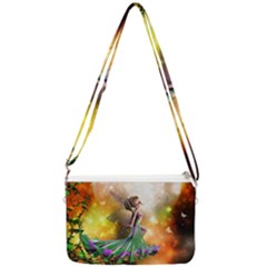 Cute Flying Fairy In The Night Double Gusset Crossbody Bag by FantasyWorld7