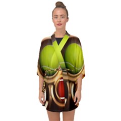 Sport Ball Tennis Golf Football Half Sleeve Chiffon Kimono by HermanTelo