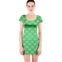 Pattern Texture Geometric Green Short Sleeve Bodycon Dress View1