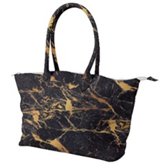 Black Marble Texture With Gold Veins Floor Background Print Luxuous Real Marble Canvas Shoulder Bag by genx