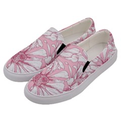 Pink Flowers Men s Canvas Slip Ons