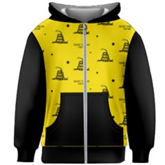 Gadsden Flag Don t Tread On Me Yellow And Black Pattern With American Stars Kids  Zipper Hoodie Without Drawstring