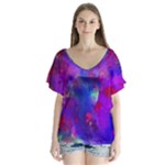 Galaxy Now  V-Neck Flutter Sleeve Top