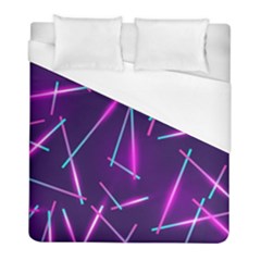 Retrowave Aesthetic Vaporwave Retro Memphis Pattern 80s Design Geometric Shapes Futurist Purple Pink Blue Neon Light Duvet Cover (full/ Double Size) by genx