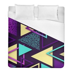 Retrowave Aesthetic Vaporwave Retro Memphis Triangle Pattern 80s Yellow Turquoise Purple Duvet Cover (full/ Double Size) by genx