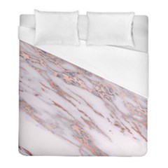 Marble With Metallic Rose Gold Intrusions On Gray White Stone Texture Pastel Pink Background Duvet Cover (full/ Double Size) by genx