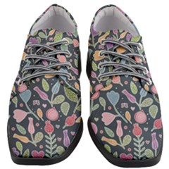 Floral Pattern Women Heeled Oxford Shoes