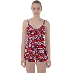 Nicholas Santa Christmas Pattern Tie Front Two Piece Tankini