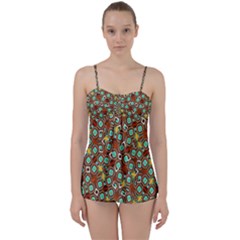 Colorful Modern Geometric Print Pattern Babydoll Tankini Set by dflcprintsclothing
