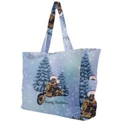 Merry Christmas, Funny Mouse On A Motorcycle With Christmas Hat Simple Shoulder Bag by FantasyWorld7