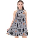 Slam Dunk Basketball Gray Halter Neckline Chiffon Dress  View1