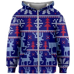 Knitted Christmas Pattern Kids  Zipper Hoodie Without Drawstring