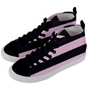 Black and Light Pastel Pink Large Stripes Goth Mime french style Women s Mid-Top Canvas Sneakers View2