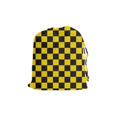 Checkerboard Pattern Black And Yellow Ancap Libertarian Drawstring Pouch (medium) by snek