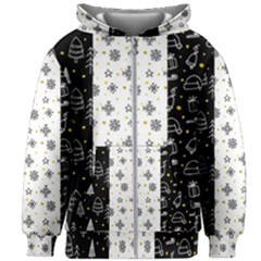 Black Golden Christmas Pattern Collection Kids  Zipper Hoodie Without Drawstring