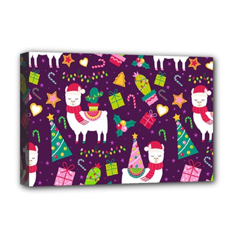 Colorful Funny Christmas Pattern Deluxe Canvas 18  X 12  (stretched) by Vaneshart