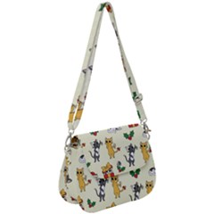 Christmas Funny Pattern Cat Saddle Handbag by Vaneshart