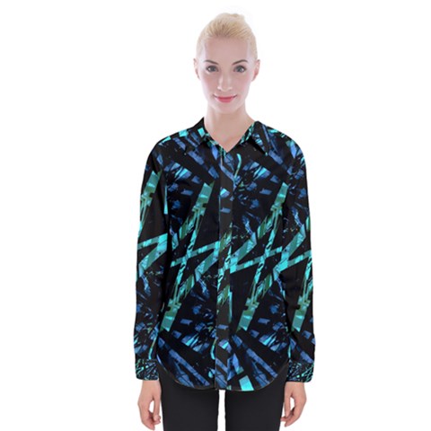 Modern Abstract Geo Print Womens Long Sleeve Shirt by dflcprintsclothing