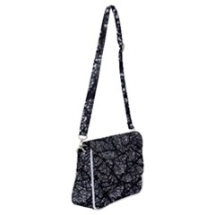 Black And White Dark Abstract Texture Print Shoulder Bag With Back Zipper