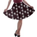 White Rose In Maroon A-line Skater Skirt View1