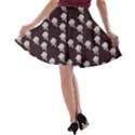 White Rose In Maroon A-line Skater Skirt View2